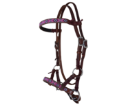 Bitloos Sidepull Hoofdstel Pink Beads Dark Chestnut
