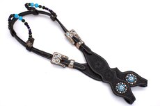 Two Ear show westernhoofdstel zwart-turquoise