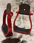 Western Stijgbeugels Glitter Rood