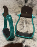 Western Stijgbeugels Glitter Turquoise