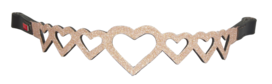 Karlslund Kombi Frontriem met Multi Heart &ndash; Zwart Leer of Ros&eacute;gouden Glitter