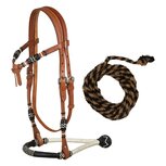 Bosal Hoofdstel Complete Set &ndash; Chestnut Leer met Paardenhaar Mecate