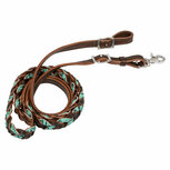 Pool&#039;s Closed Braided Barrel Reins Turquoise