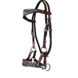 Bitloos Sidepull Hoofdstel Leaf Tooling Russet &amp; Black