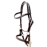 Bitloos Sidepull Hoofdstel Rhinestones &ndash; Chestnut &amp; Dark Chestnut (QH)