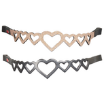 Karlslund Kombi Frontriem met Multi Heart &ndash; Zwart Leer of Ros&eacute;gouden Glitter
