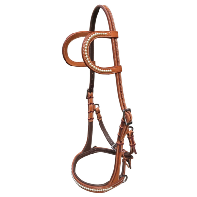 Bitloos Sidepull Hoofdstel PEARLS &ndash; Two-Ear met Swarovski (QH)