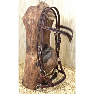 Bitloos Sidepull Hoofdstel met V-Brow en Basket Tooling