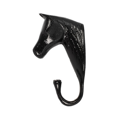 Hanger paardenhoofd aluminium Zwart &ndash; veelzijdige wandhaak voor stal, zadelkamer en huis