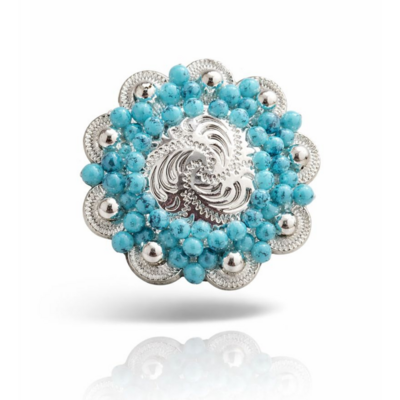 RHINESTONE Concho Flower Setting Silver Turquoise