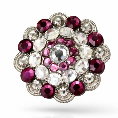 RHINESTONE Concho Antique Silver Rose