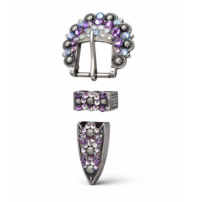 Copper Buckle Set met Tanzanite Blue Rhinestones &ndash; 5/8 inch