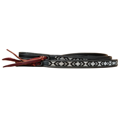 Black Split Reins with Black Beads