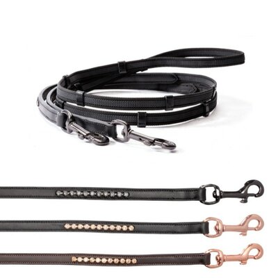 Rubber Grip Teugels met Strass Steentjes &amp; Karabijnhaak &ndash; 16mm