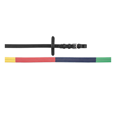 Multicolor Rubber Grip Teugels &ndash; Pony &amp; Full &ndash; Zwart &amp; Bruin Leder