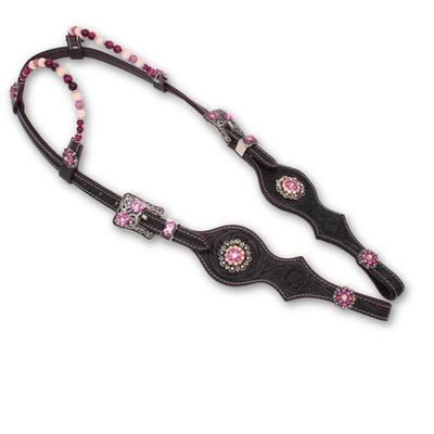 Western Hoofdstel Two Ear Pink Silver