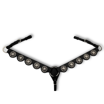 Western Borsttuig Leder Zwart &ndash; Barok Design met Grote Concho&rsquo;s