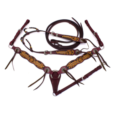 Vintage Westernset &ndash; Two Ear Hoofdstel, Teugels &amp; Borsttuig