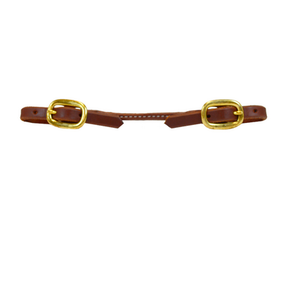 Platinum Pro Rolled Harness Leather Curb Strap &ndash; Brass