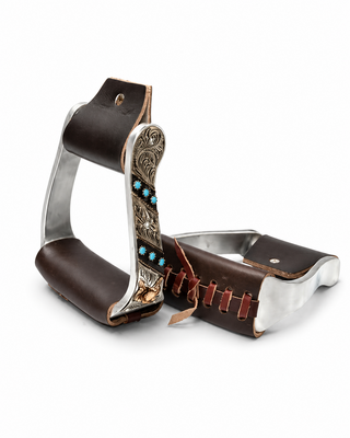 Aluminium Western Stijgbeugels Leder Turquoise