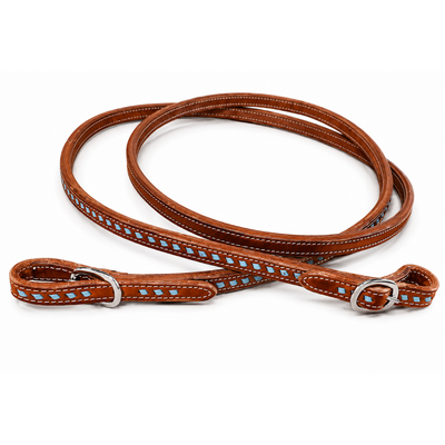 Harness lederen gesloten teugels met Turquoise Buck Stitching