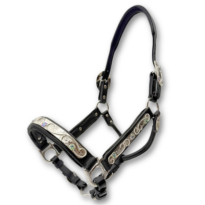 Premium Western showhalster zwart met strass &ndash; inclusief lijn met ketting