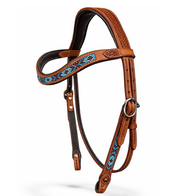 Westernhoofdstel Beads Anatomic Turquoise &ndash; Pony, Quarter &amp; XFull