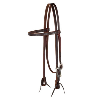 Browband Western Bridle &ndash; Oiled Leather with Black Steel Buckle 