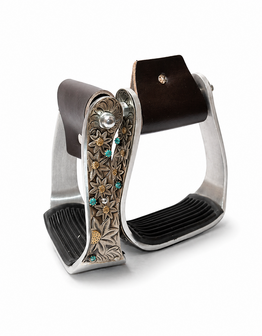 Aluminium Western Stijgbeugels Flower Turquoise