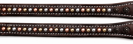 Futurity hoofdstel met basket tooling &amp; copper/brass dots
