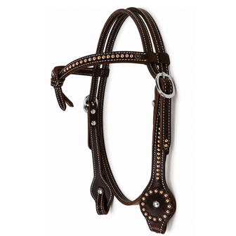 Futurity hoofdstel met basket tooling &amp; copper/brass dots