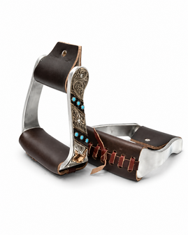 Aluminium Western Stijgbeugels Leder Turquoise