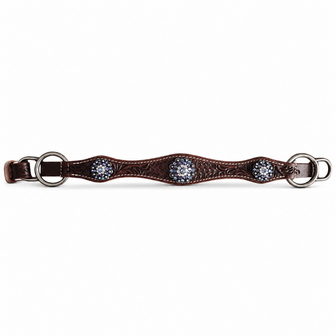 Losse Sidepull Neusriem &ndash; Dark Chestnut met Tanzanite Blue
