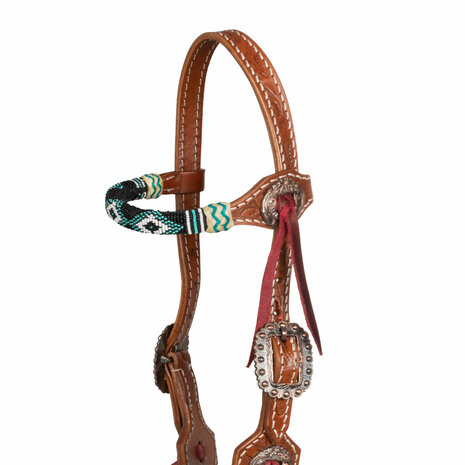 Pool&rsquo;s Blue Star Beaded Oiled Western Hoofdstel