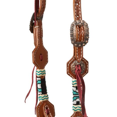 Pool&rsquo;s Blue Star Beaded Oiled Western Hoofdstel