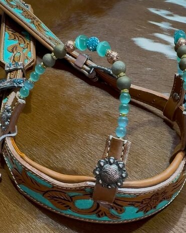 Two Ear Anatomisch westernhoofdstel Turquoise