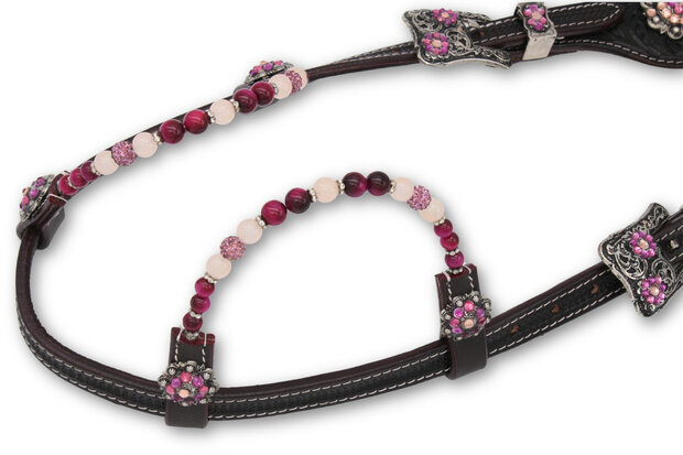 Western Hoofdstel Two Ear Pink Silver