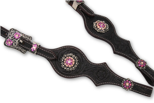 Western Hoofdstel Two Ear Pink Silver