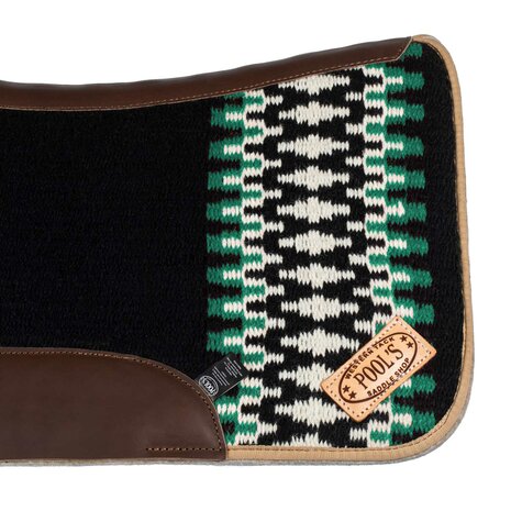 Pool&#039;s Western Saddle Pad  BLACK/WHITE/GREEN