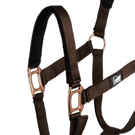 Supreme Rose Gold Line nylon halster + halstertouw