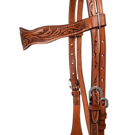 McBryan Western Hoofdstel Flower tooling chestnut 