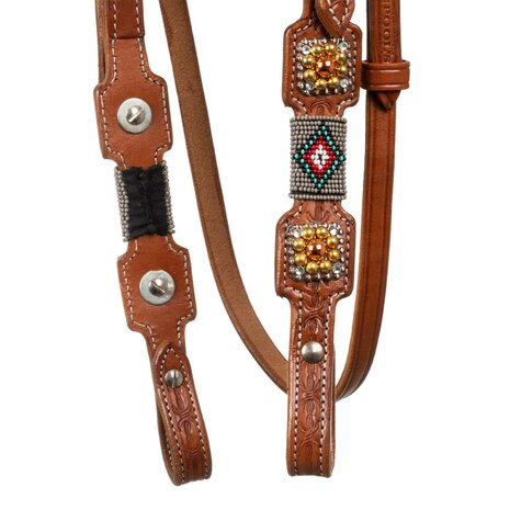 Pool&rsquo;s Western Hoofdstel met Navajo Beads &amp; Rhinestones