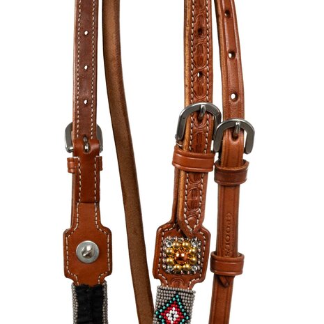 Pool&rsquo;s Western Hoofdstel met Navajo Beads &amp; Rhinestones