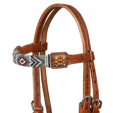 Pool&rsquo;s Western Hoofdstel met Navajo Beads &amp; Rhinestones