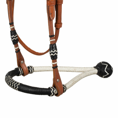 Bosal Hoofdstel Complete Set &ndash; Chestnut Leer met Paardenhaar Mecate