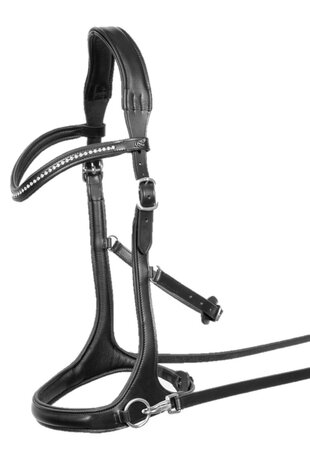 Bitloos Hoofdstel Trust - Anatomisch Sidepull Hoofdstel Zwart Leer