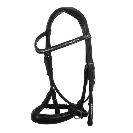 Acavallo&reg; Sunset Bridle &ndash; Anatomisch 2-in1 Hoofdstel van Kalfsleer met Rhinestones