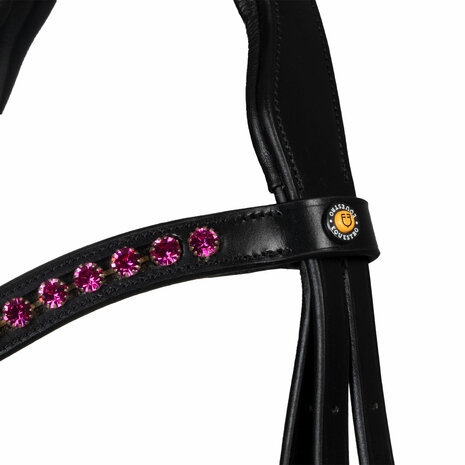 Equestro Anatomisch Hoofdstel &ndash; Met Fuchsia Strass en Inclusief Teugels