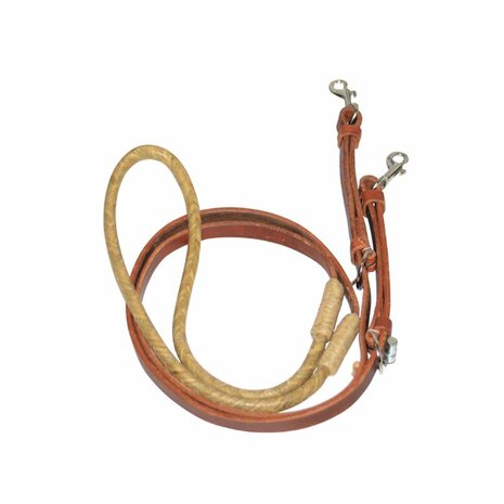Pool&rsquo;s Rawhide Barrel Reins &ndash; gesloten leren western teugels met rawhide details