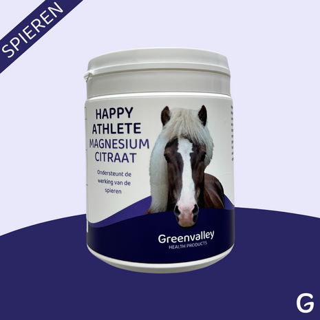 Green Valley Happy Athlete Magnesiumcitraat &ndash; ondersteuning voor spieren, zenuwen en ontspanning bij paarden